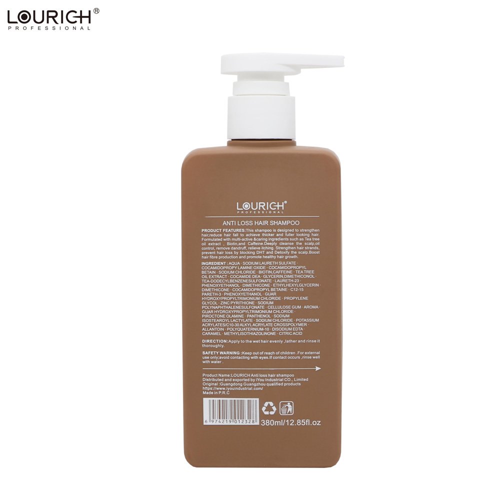 Lourich Professional Anti Hair Loss Shampoo with Biotin, Caffeine & Tea Tree Oil – DHT Blocker Formula for Thinning Hair – 380ml - Image 3